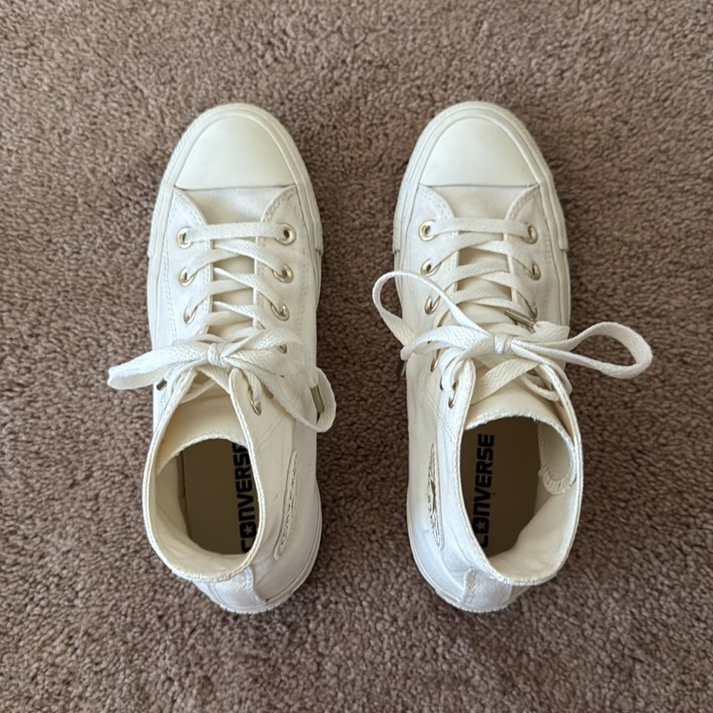 Converse Chuck Taylor All Star Off-White High Top Sneakers Size 7 - Picture 6 of 14